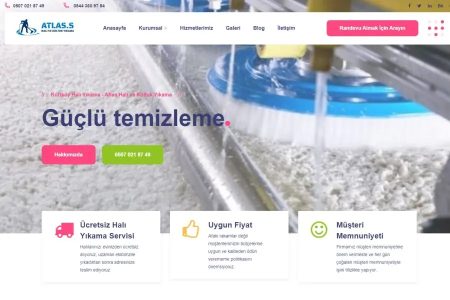 Profesyonel Halı Yıkama Web Sayfası Paketi